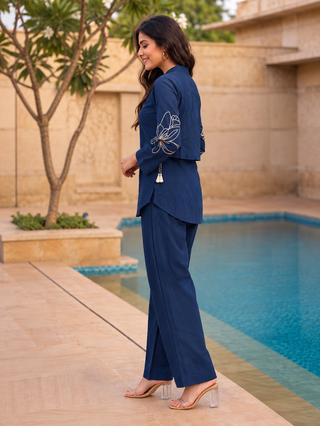 Opela Lapis Embroidery Bib Style Cotton Co-Ord Set