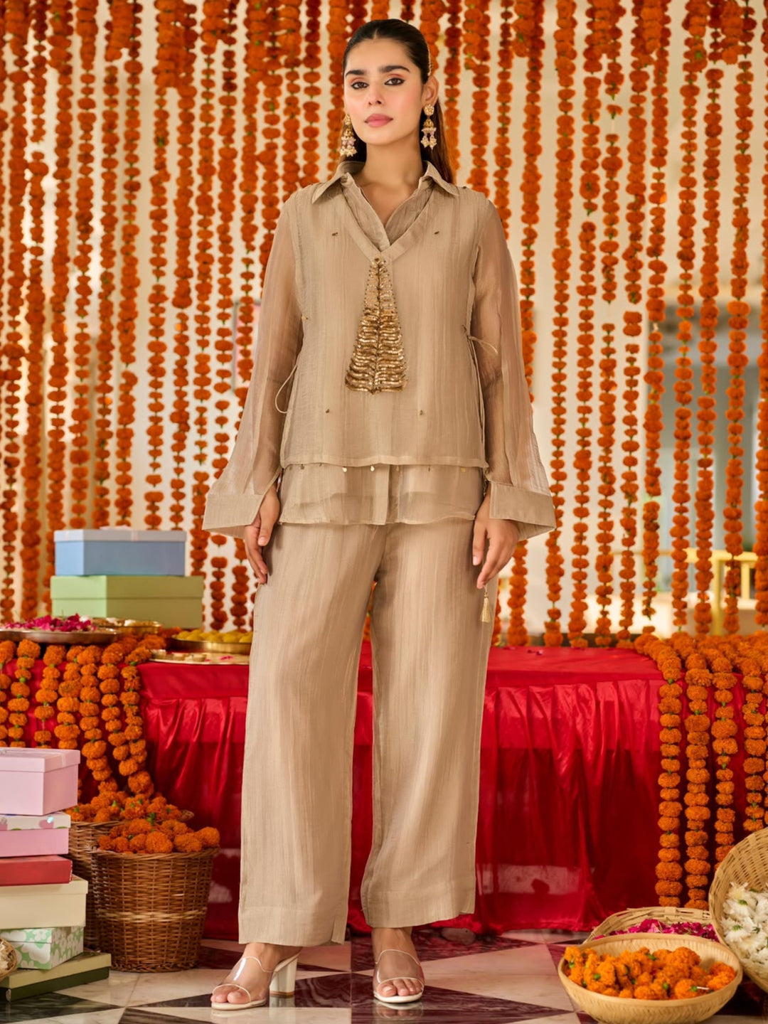 Opela Malibu Handwork Bib Style Co-Ord Set