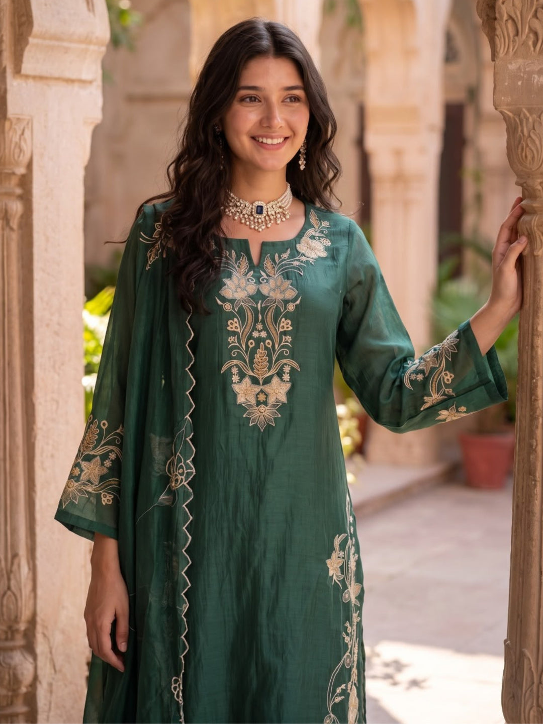 Opela Pine Embroidery Suit Set