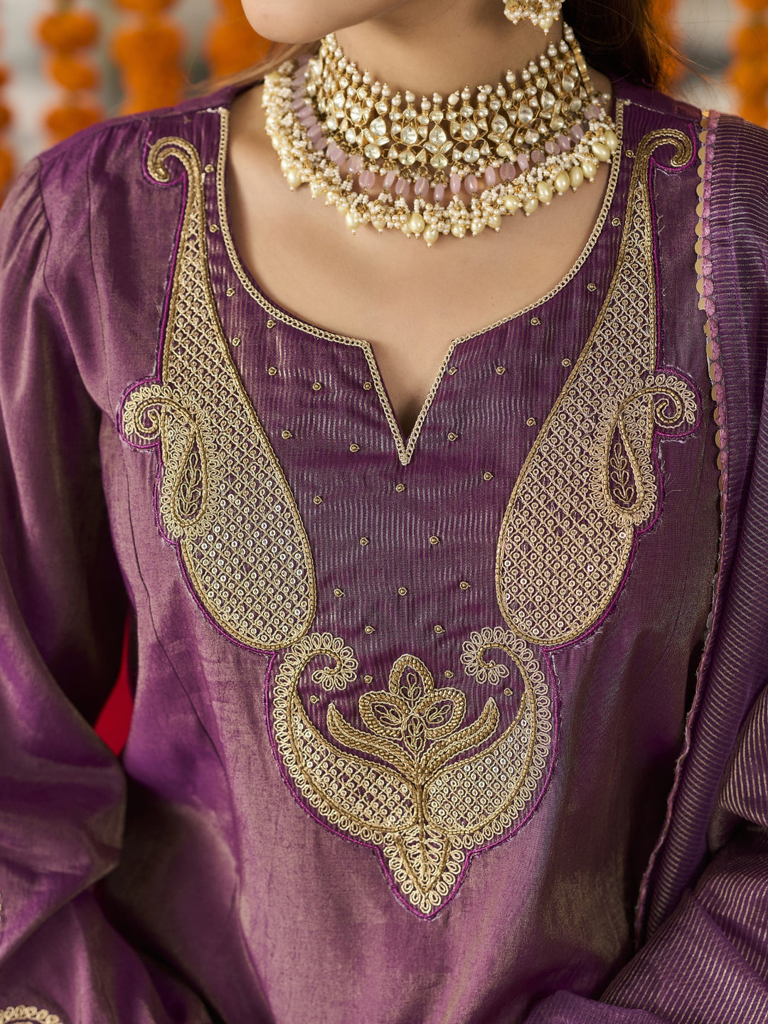 Opela Raisin Work Farshi Suit Set