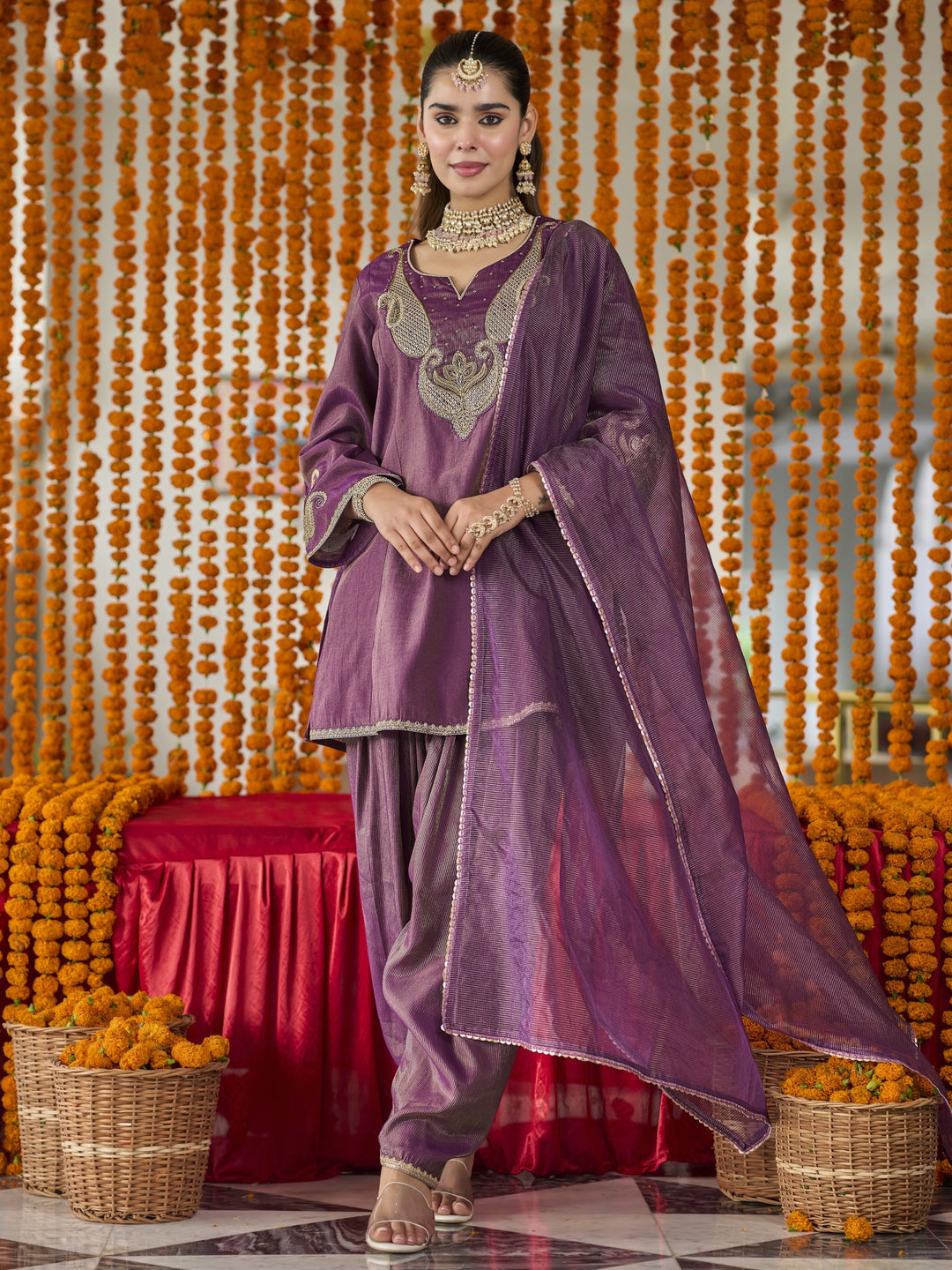 Opela Raisin Work Farshi Suit Set
