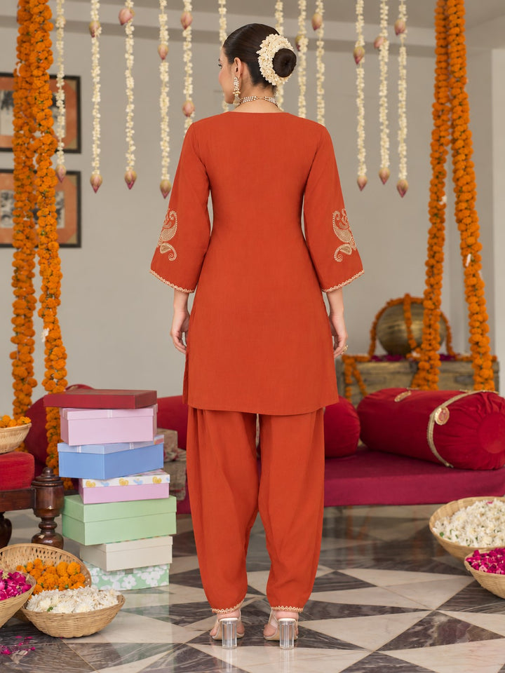 Opela Rust Work Farshi Suit Set