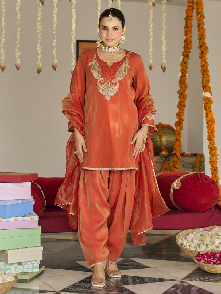 Opela Rust Work Farshi Suit Set