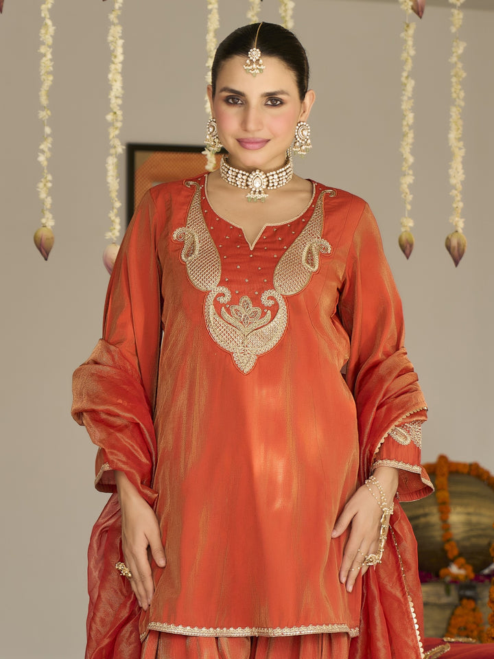 Opela Rust Work Farshi Suit Set