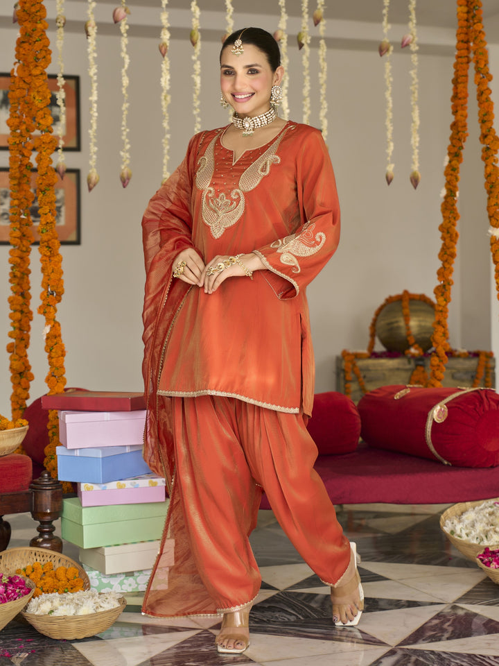 Opela Rust Work Farshi Suit Set