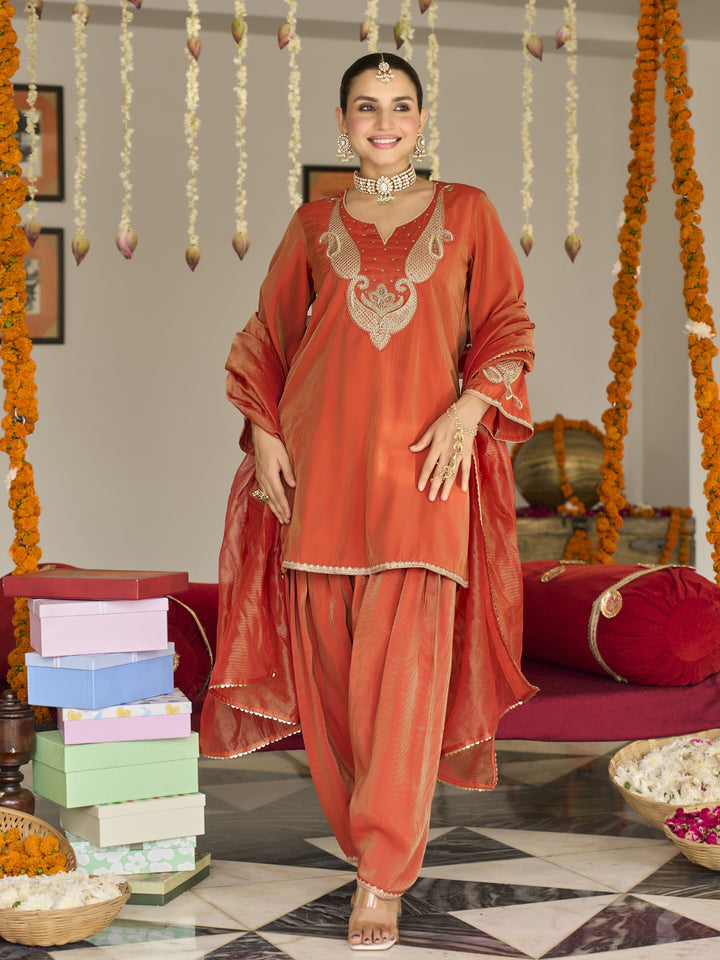 Opela Rust Work Farshi Suit Set