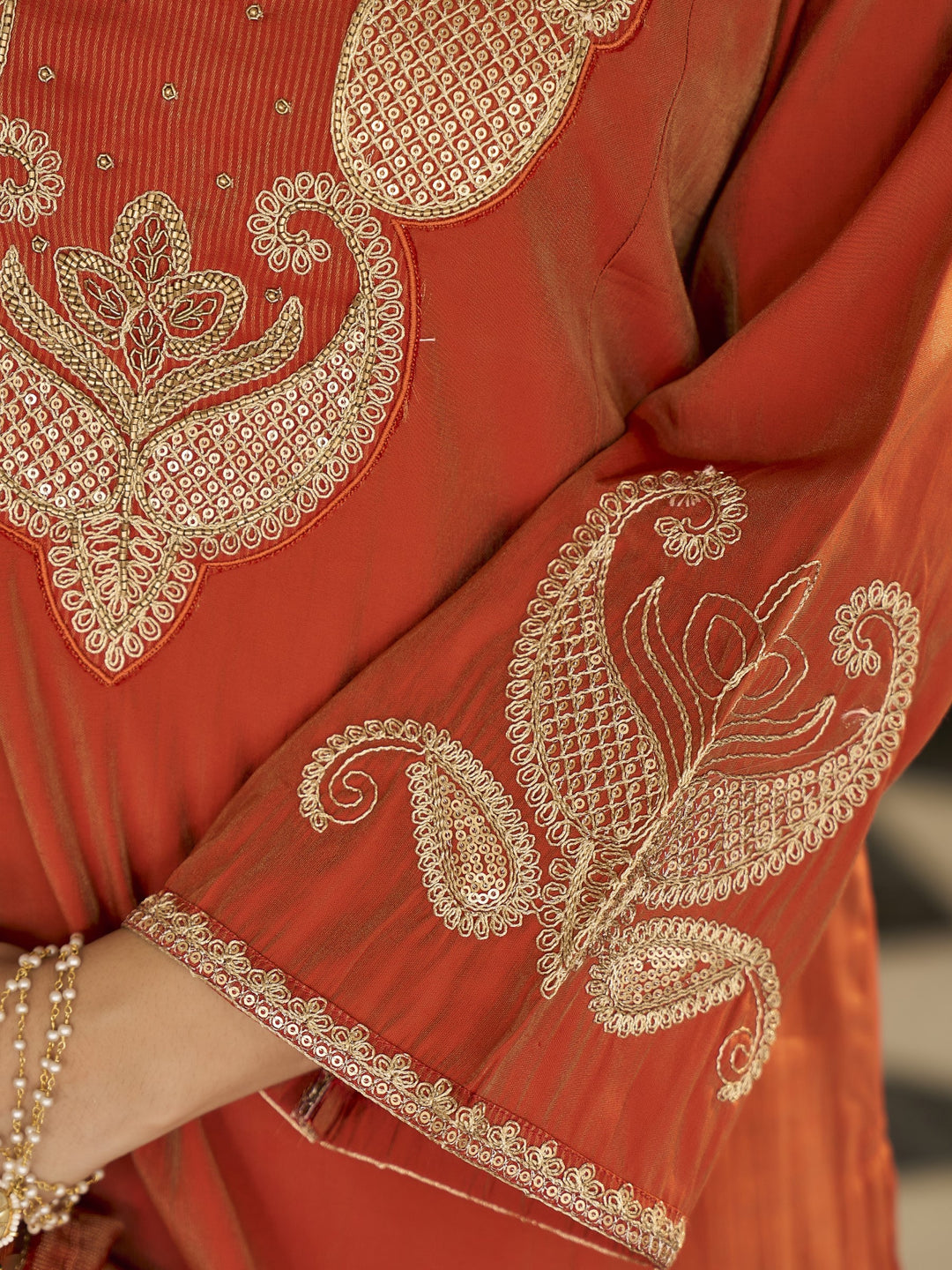 Opela Rust Work Farshi Suit Set
