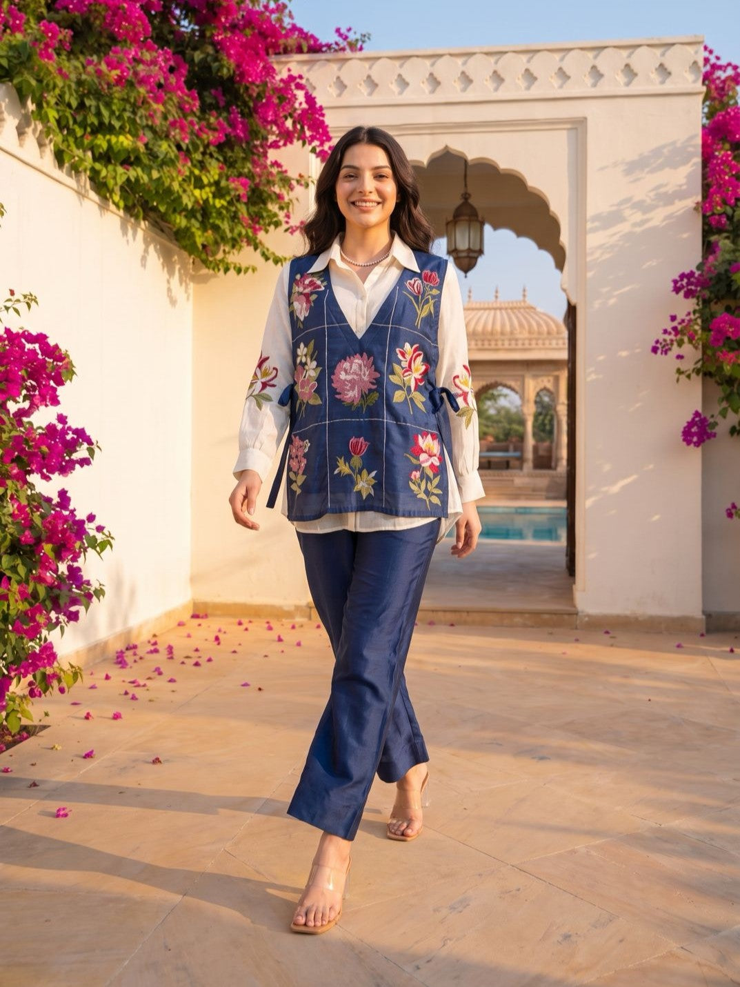 Opela Yale Bib Style Embroidery Cotton Co-Ord Set