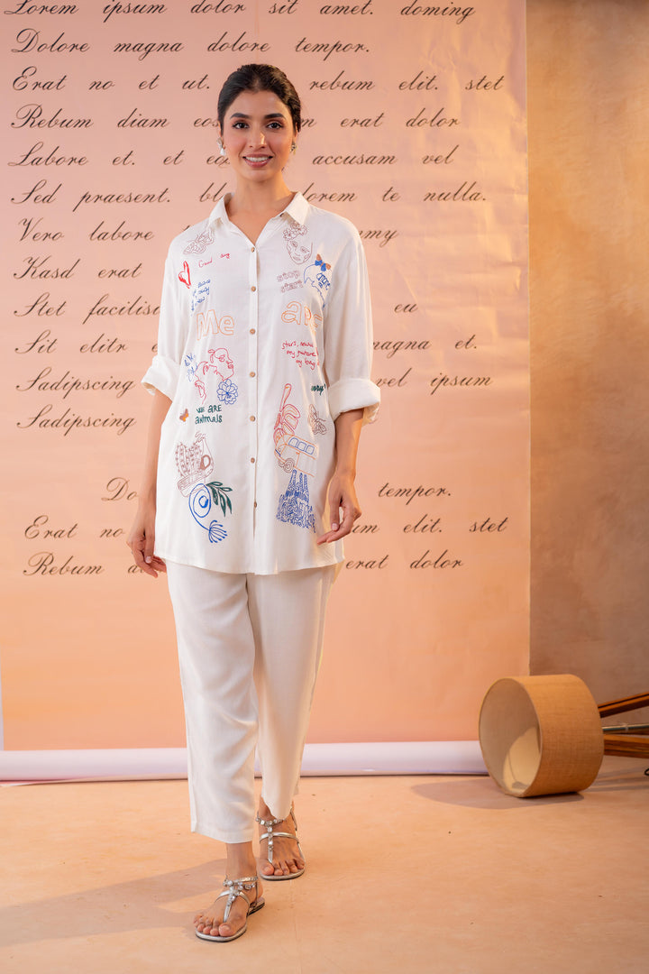 Param Angel embroidery cotton co-ord set