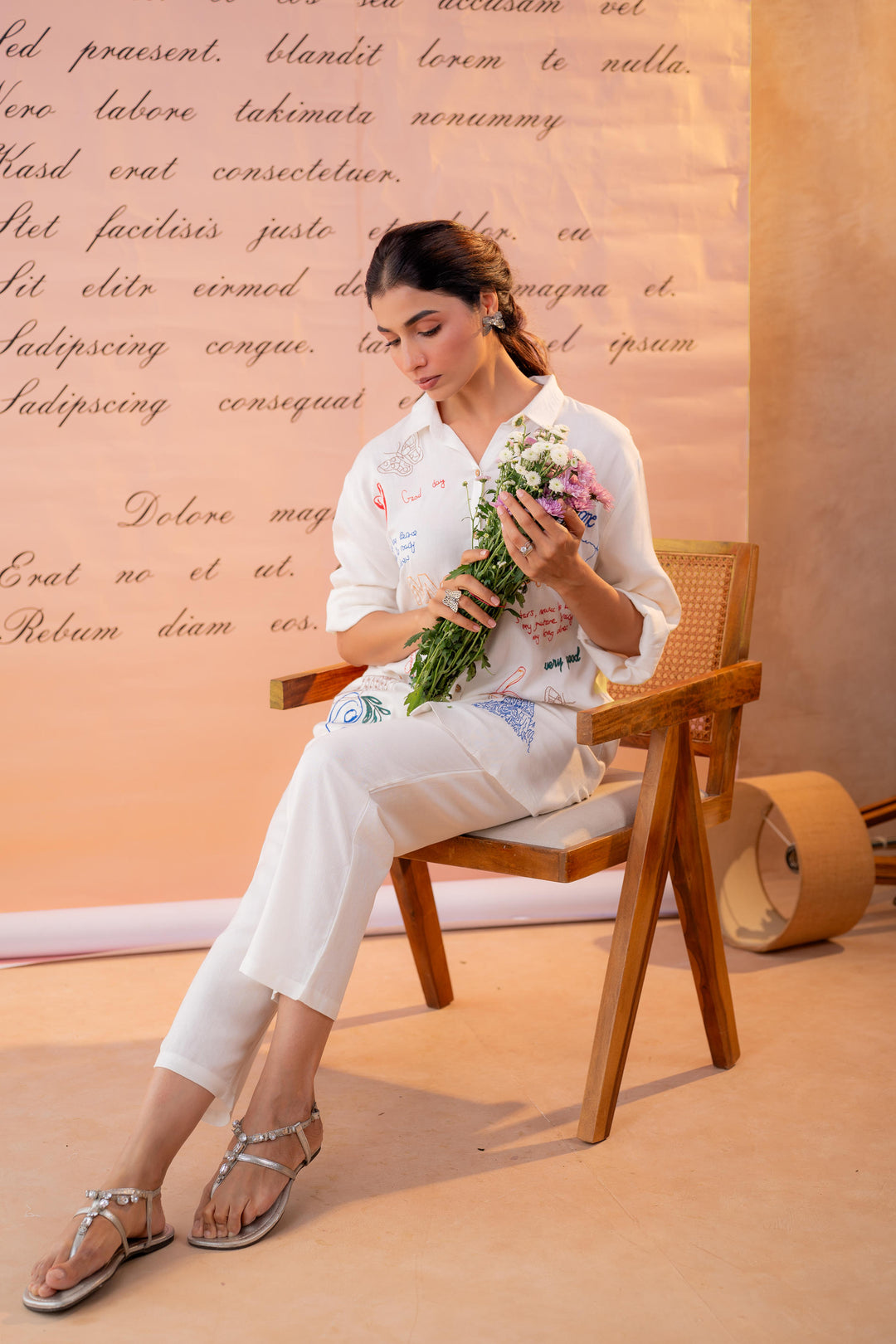 Param Angel embroidery cotton co-ord set