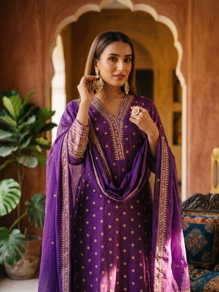 Palash Grape Full Work Suit Set