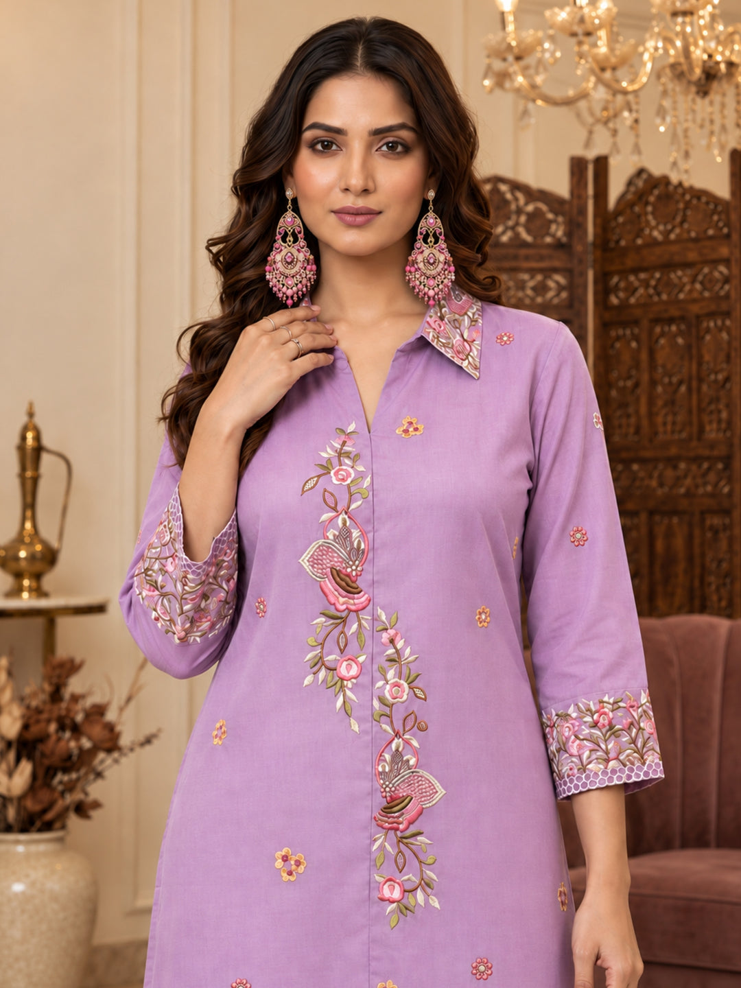 Pankhuri Lavender Embroidered Co-ord Set