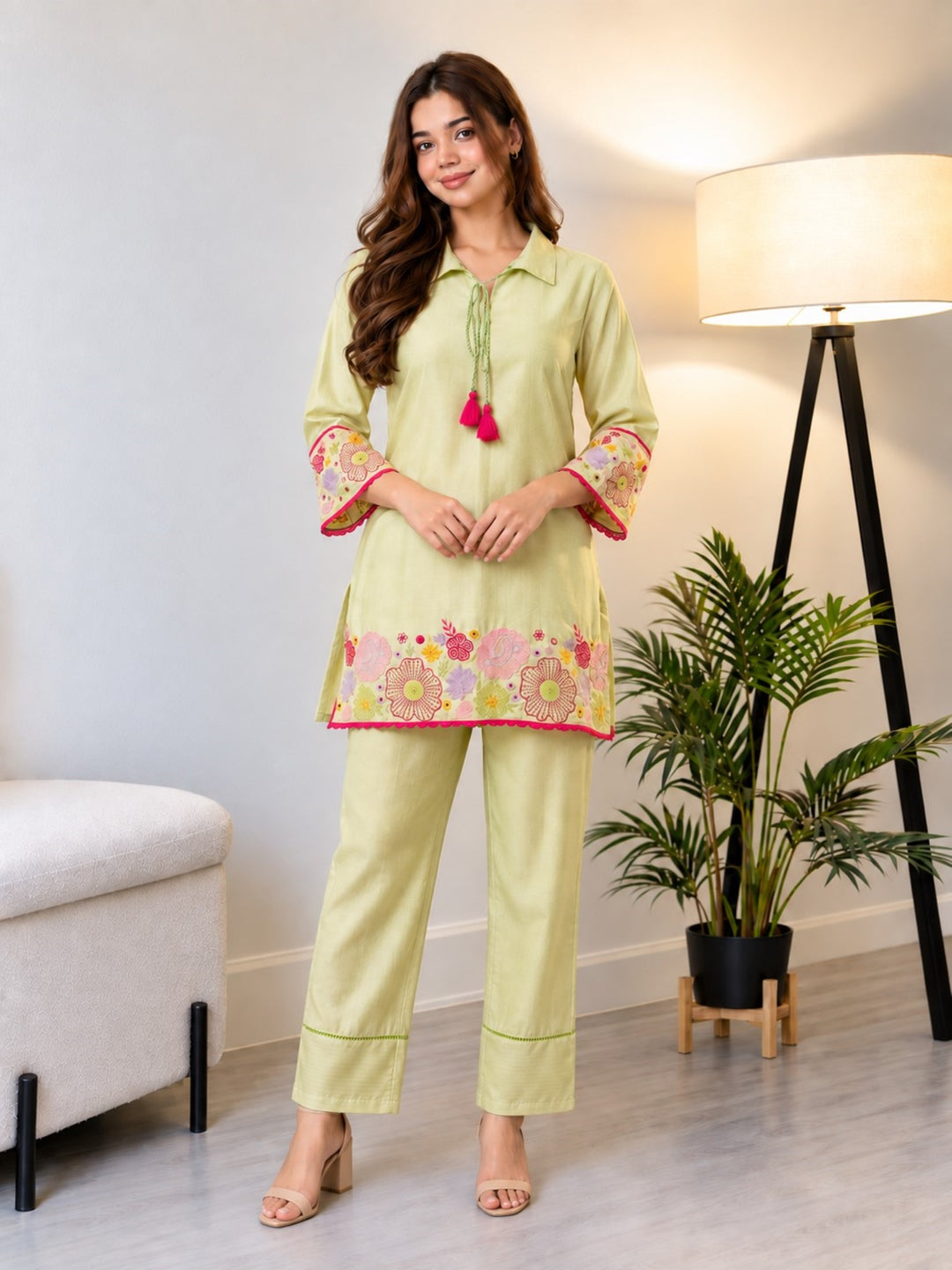 Param moss embroidery co-ord set
