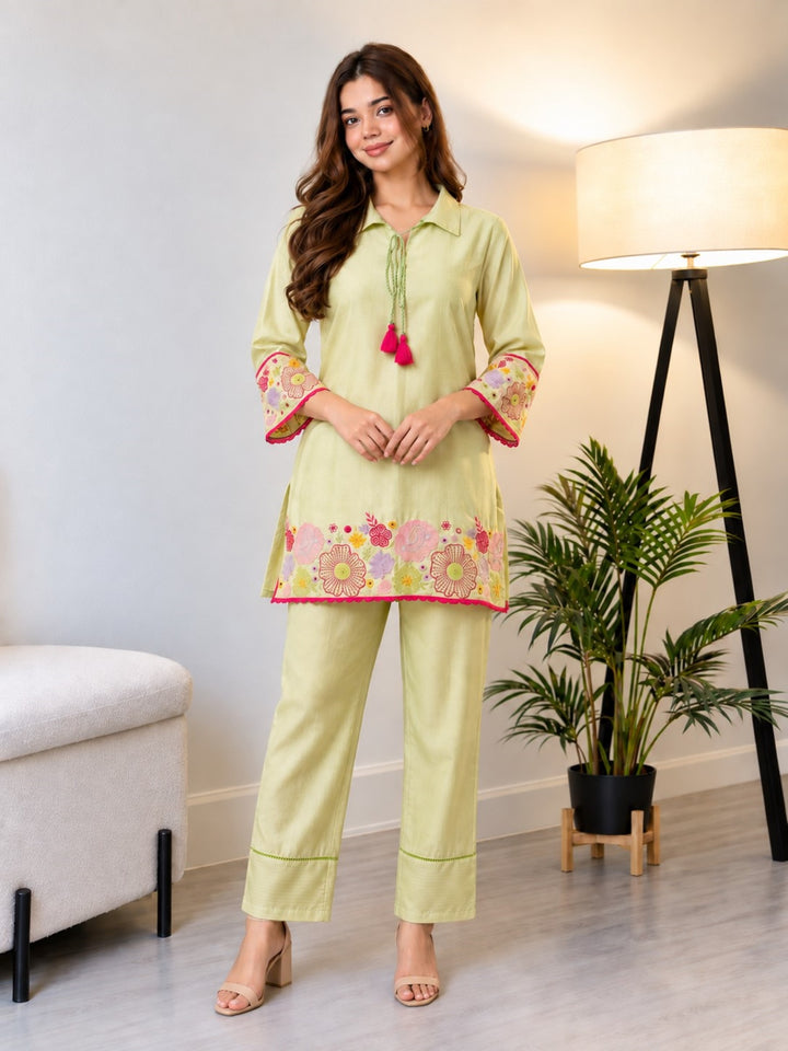 Param moss embroidery co-ord set