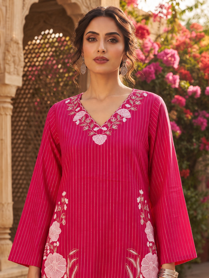 Parul Blush Embroidery Cotton Farshi Co-Ords Set