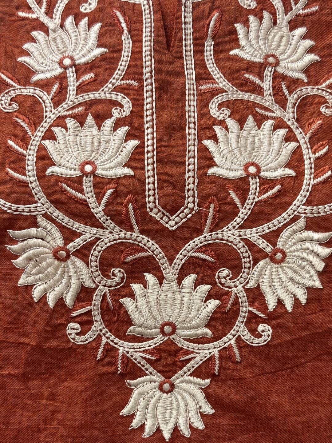 Parul Cadmium Embroidery Cotton Farshi Set