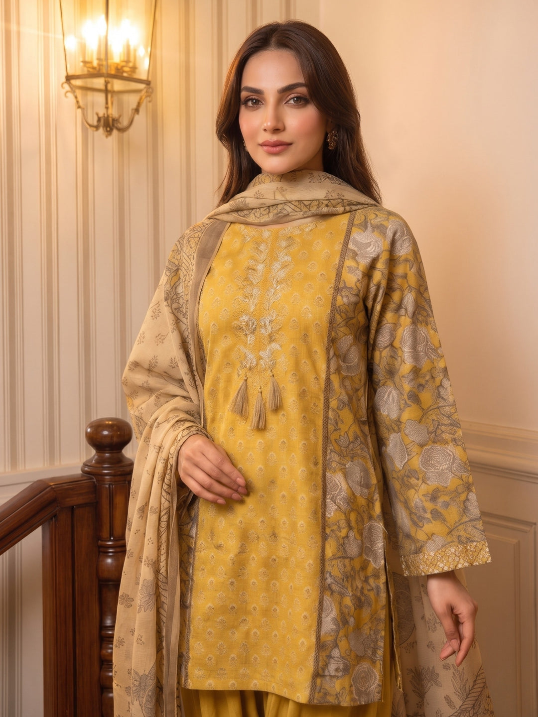Parul Canary Cotton Farshi Suit Set