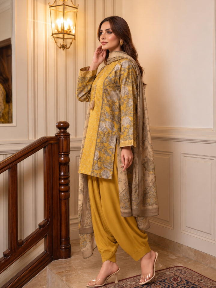 Parul Canary Cotton Farshi Suit Set