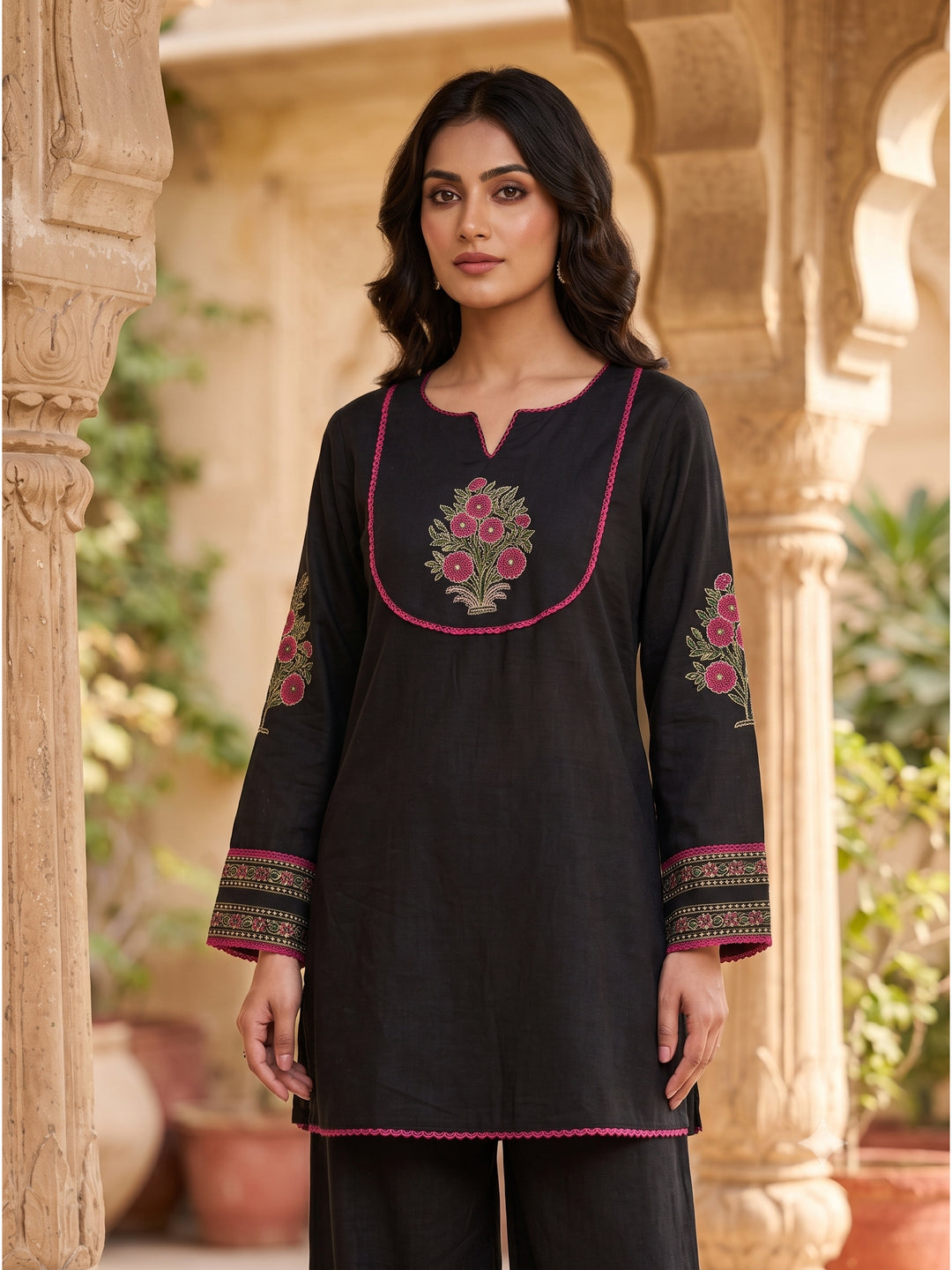 Parul Raven Applique Cotton Farshi Kurta Pant