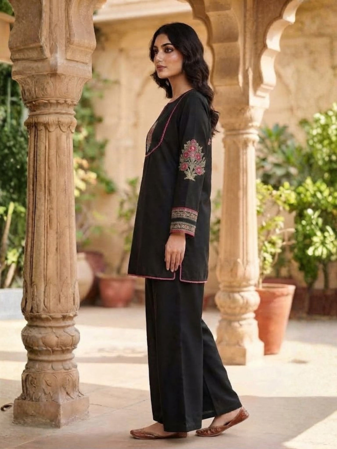 Parul Raven Applique Cotton Farshi Kurta Pant