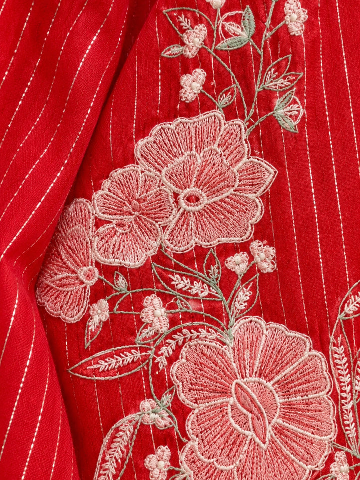 Parul Scarlet Embroidery Cotton Farshi Co-Ords Set
