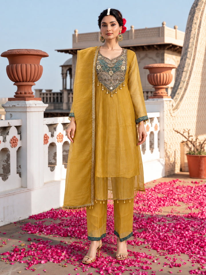 Pavni Canary Full Work Festive Suit Set