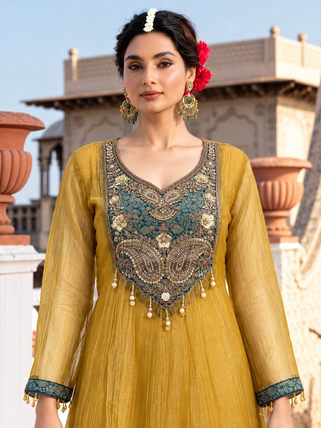 Pavni Canary Full Work Festive Suit Set
