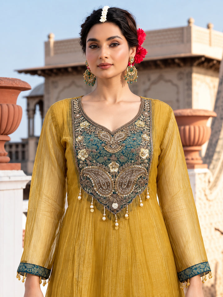 Pavni Canary Full Work Festive Suit Set