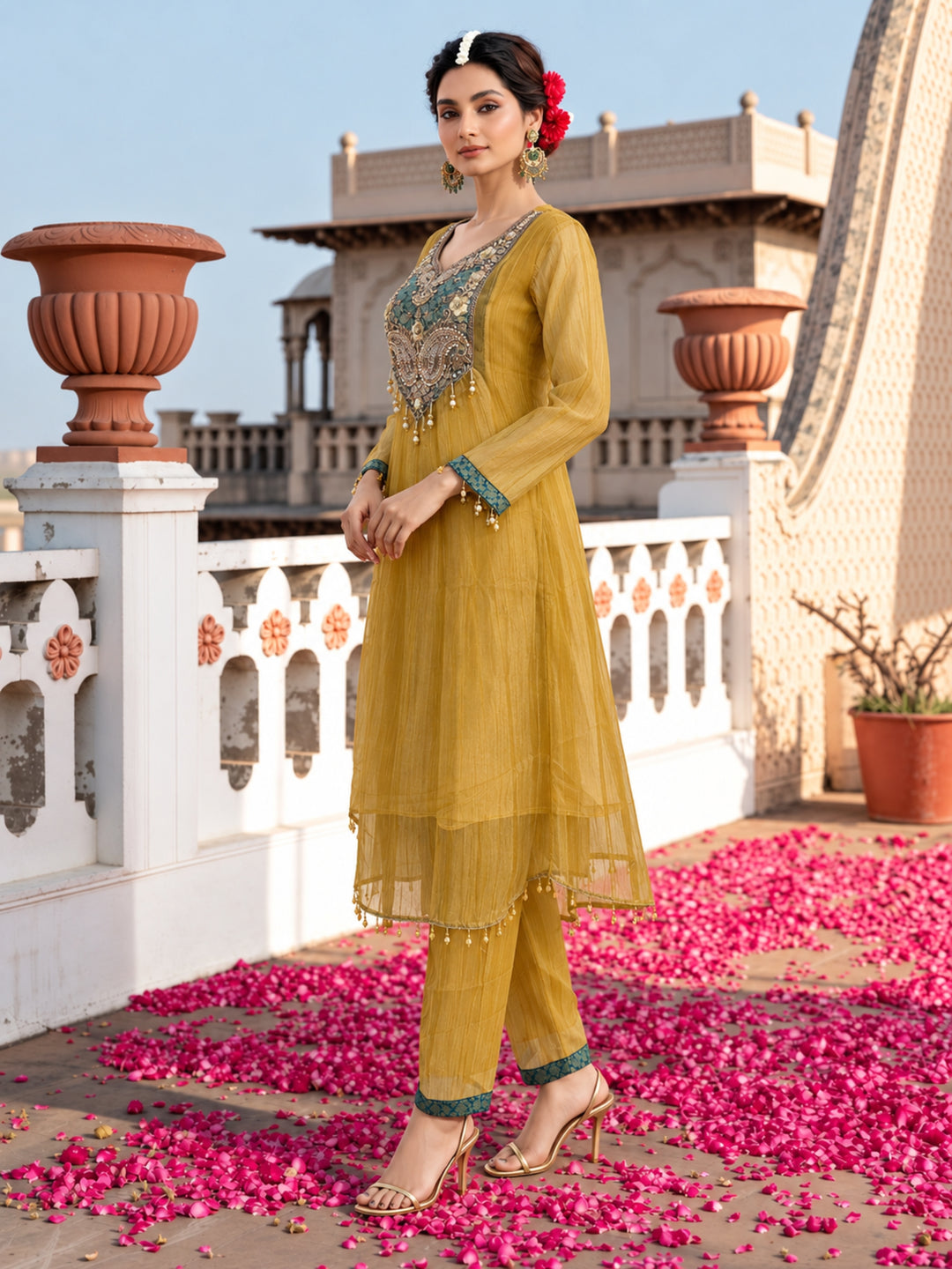Pavni Canary Full Work Festive Suit Set
