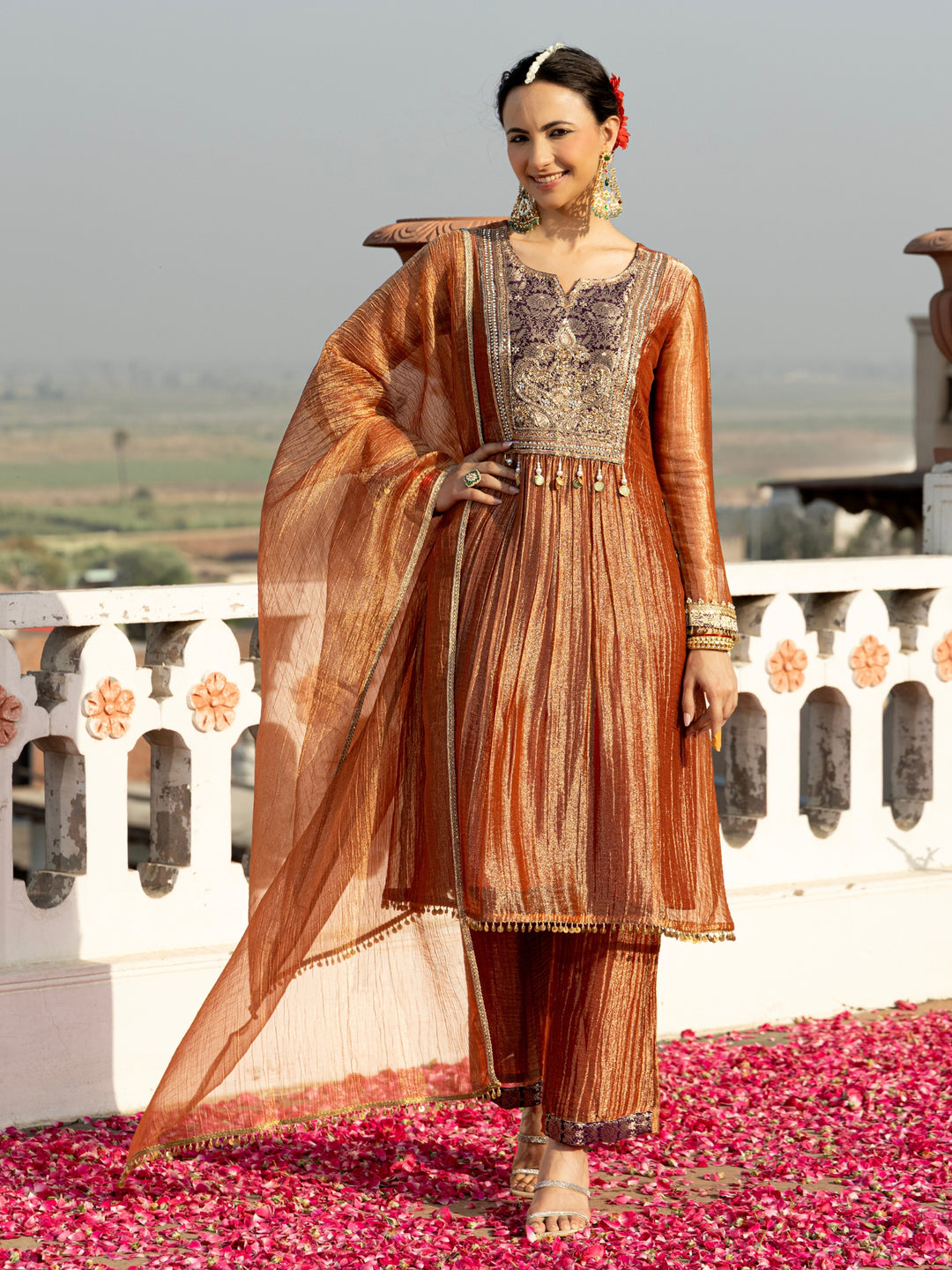 Pavni Sepia Full Work Premium Suit Set