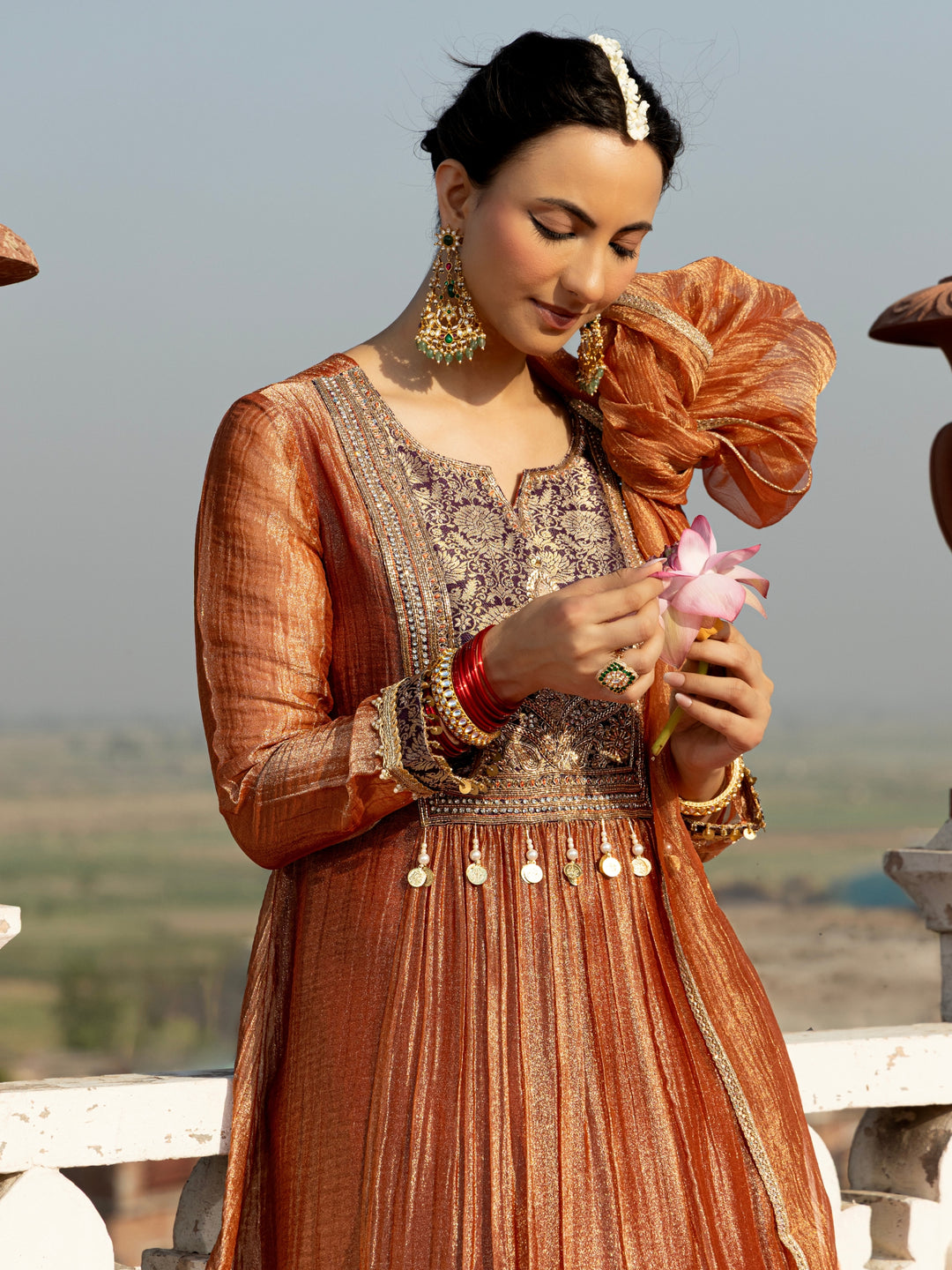 Pavni Sepia Full Work Premium Suit Set