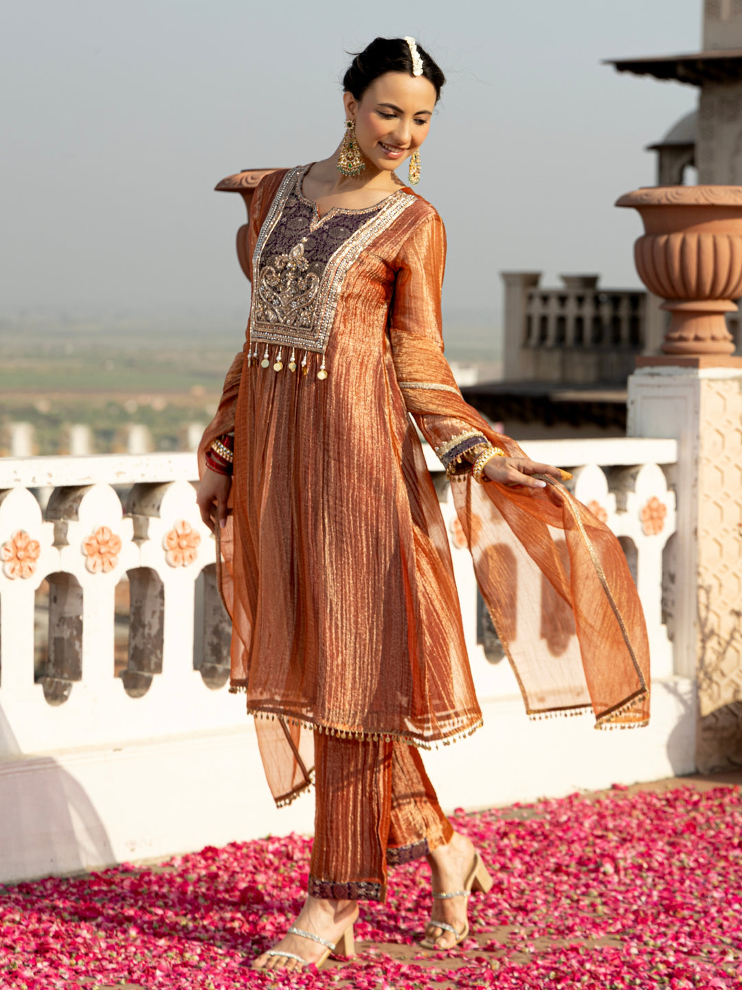 Pavni Sepia Full Work Premium Suit Set