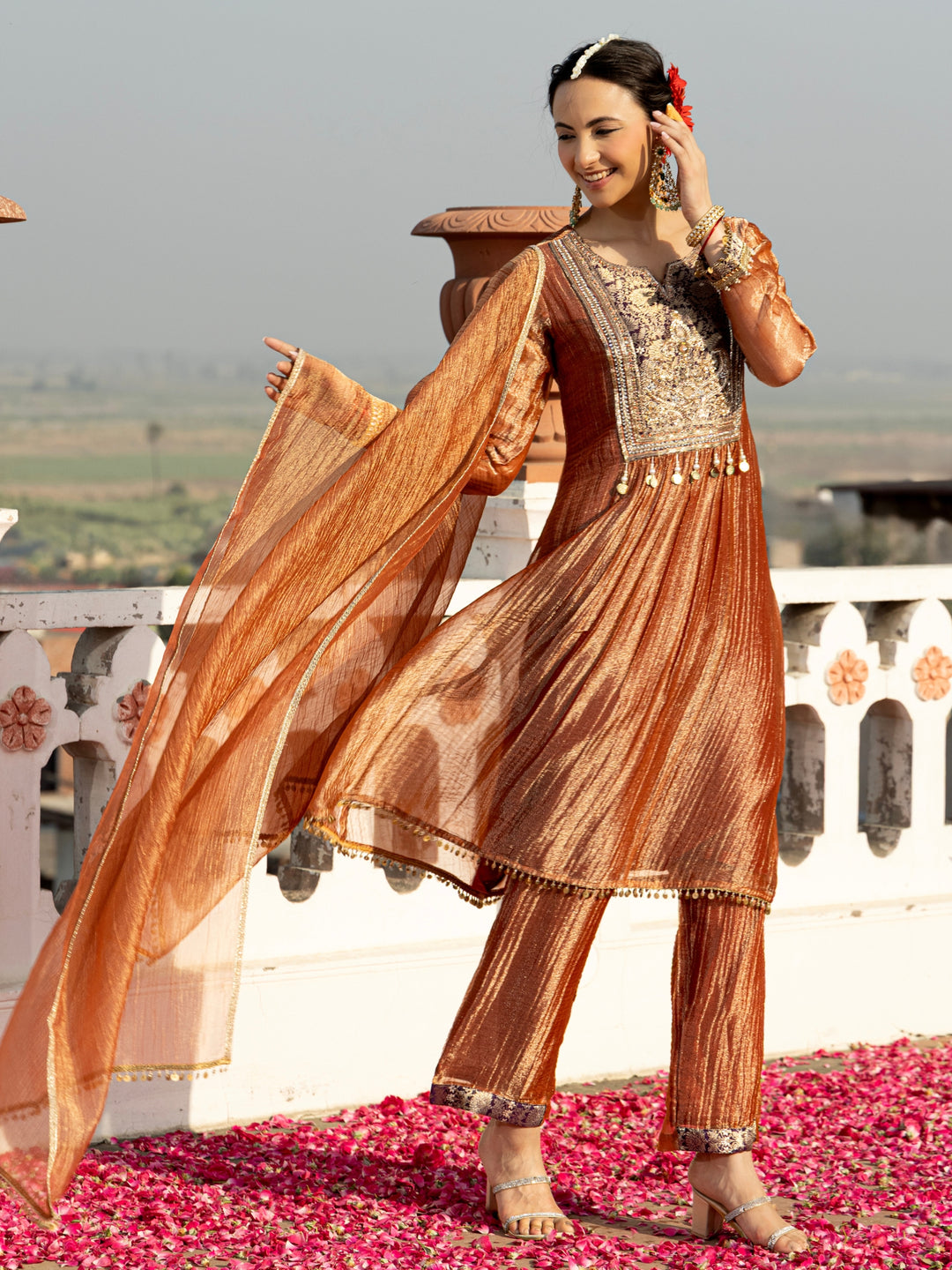 Pavni Sepia Full Work Premium Suit Set