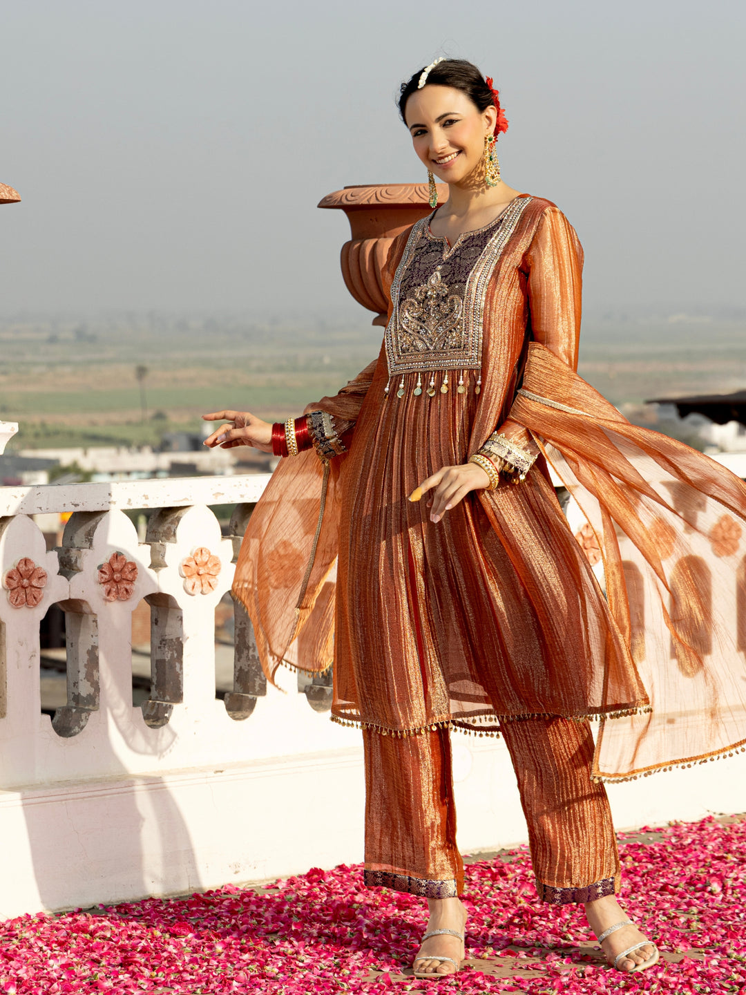 Pavni Sepia Full Work Premium Suit Set