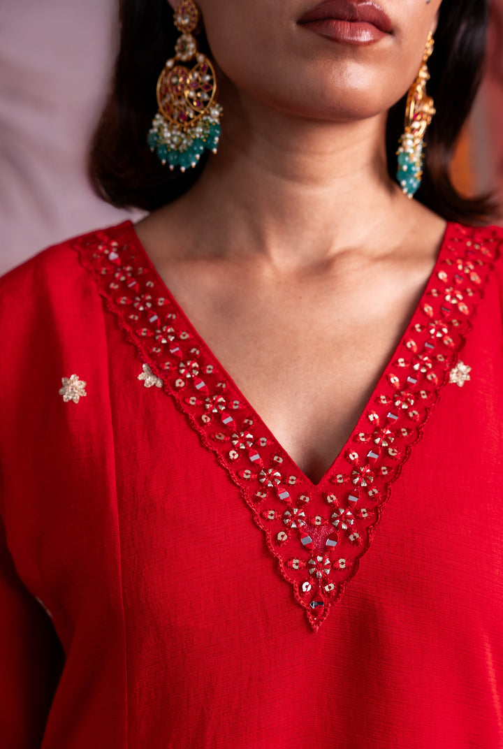 Parikrama Scarlet Embroidery Suit Set