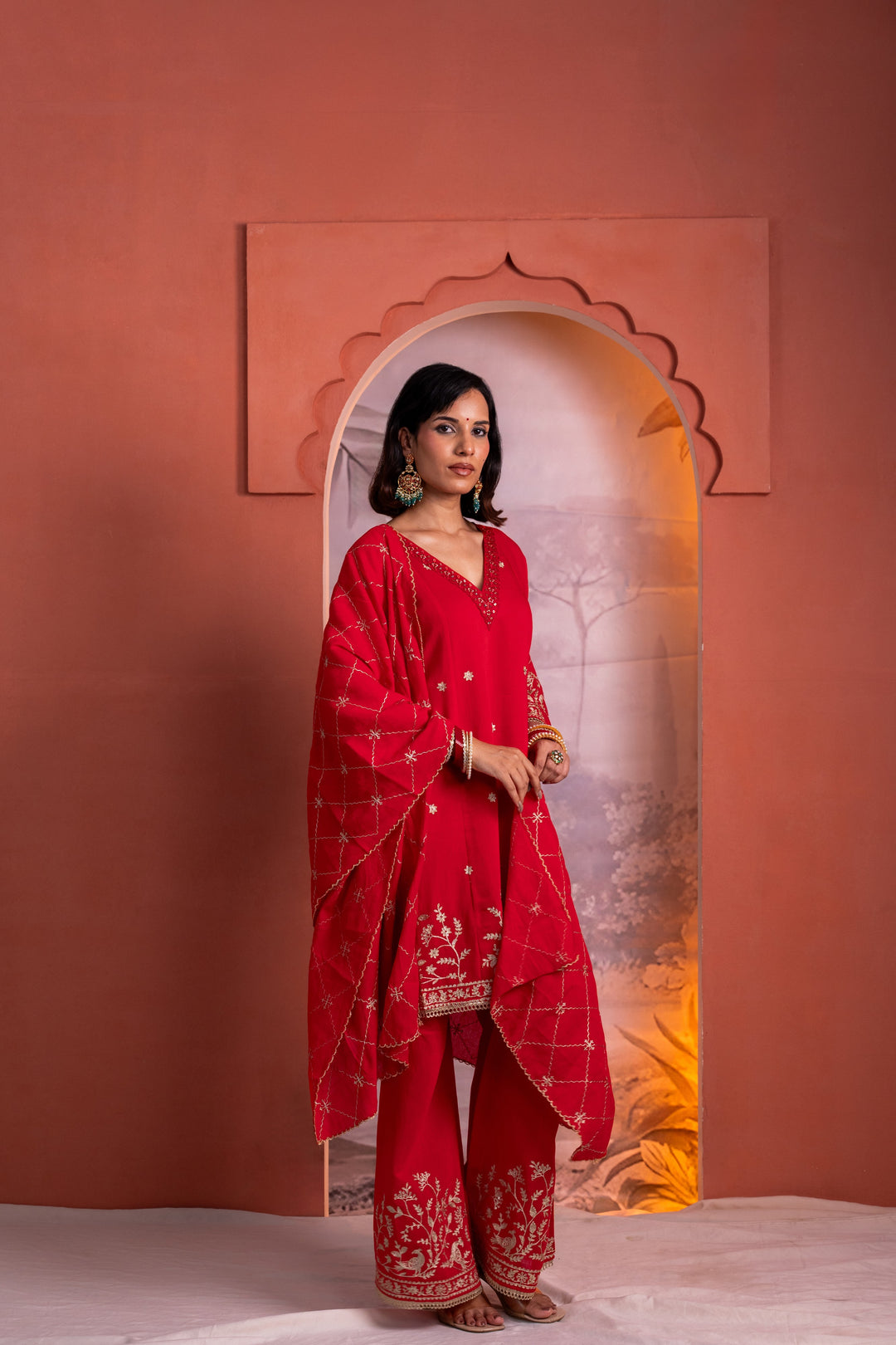 Parikrama Scarlet Embroidery Suit Set