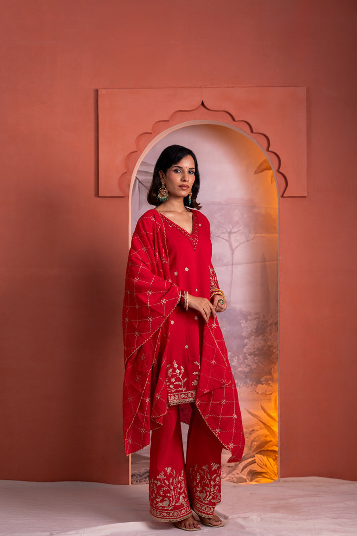Parikrama Scarlet Embroidery Suit Set