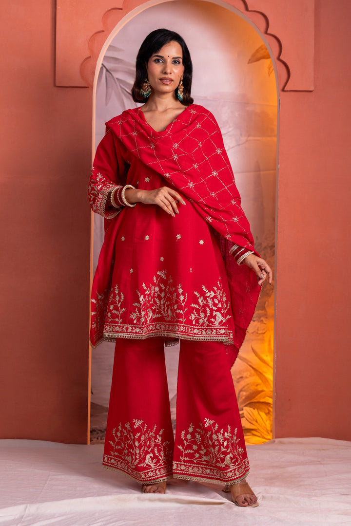 Parikrama Scarlet Embroidery Suit Set