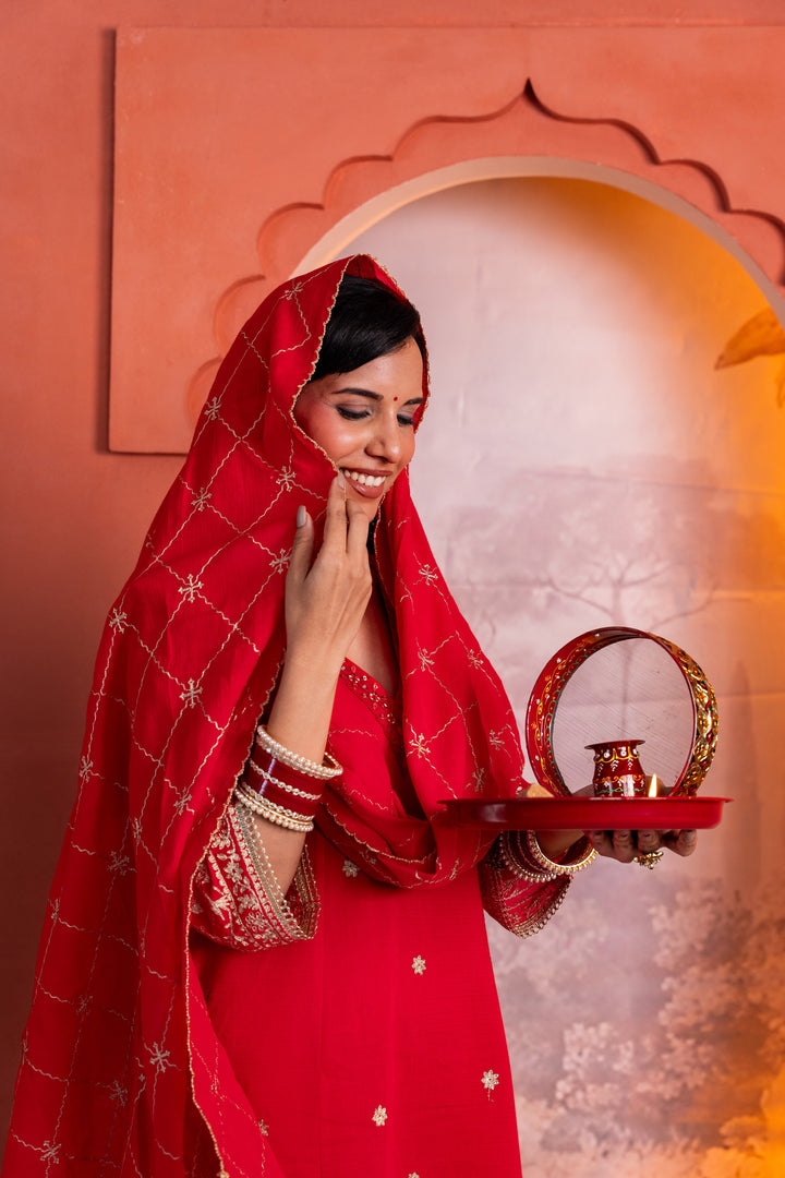 Parikrama Scarlet Embroidery Suit Set