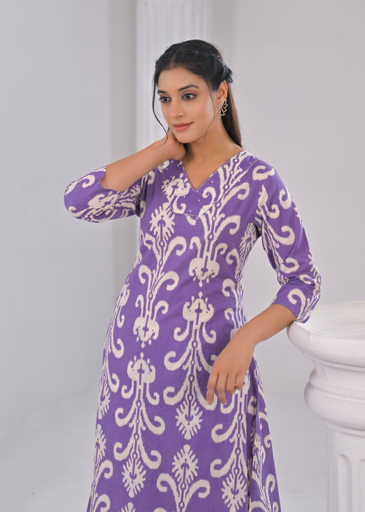 ITI ORCHID COTTON KURTA PANT SET