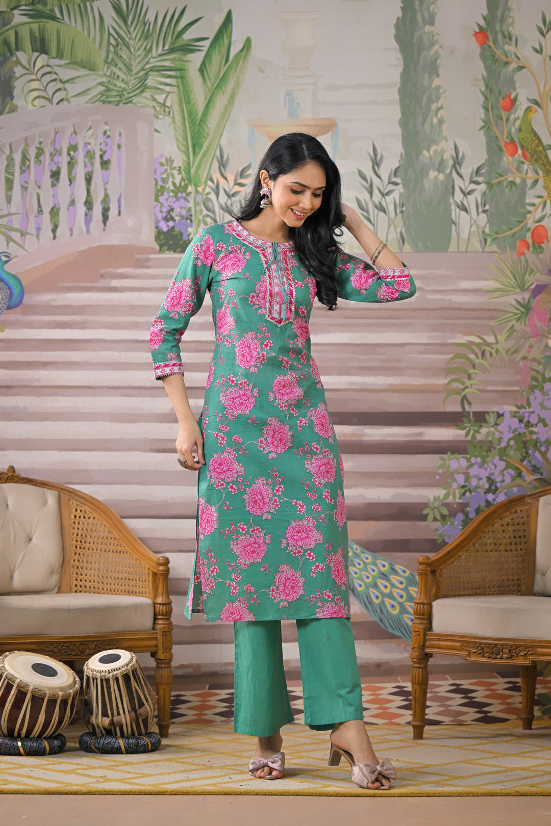 ITI shamrock COTTON KURTA PANT SET