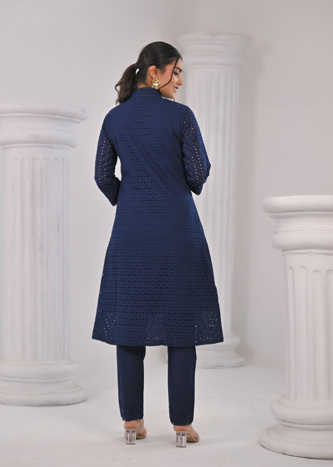 LIPIKA JET SCHIFFLI COTTON KURTA PANT SET