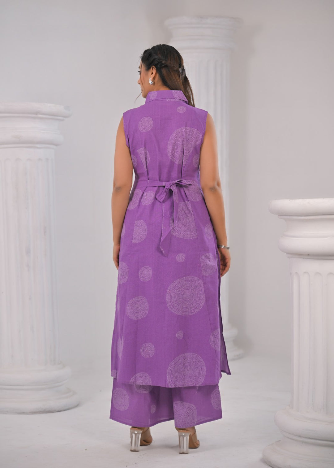 ITI LAVENDER COTTON KURTA PANT SET