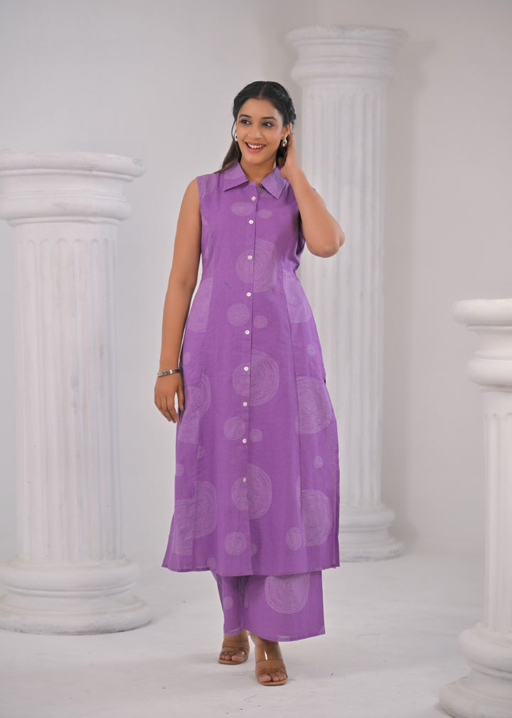 ITI LAVENDER COTTON KURTA PANT SET