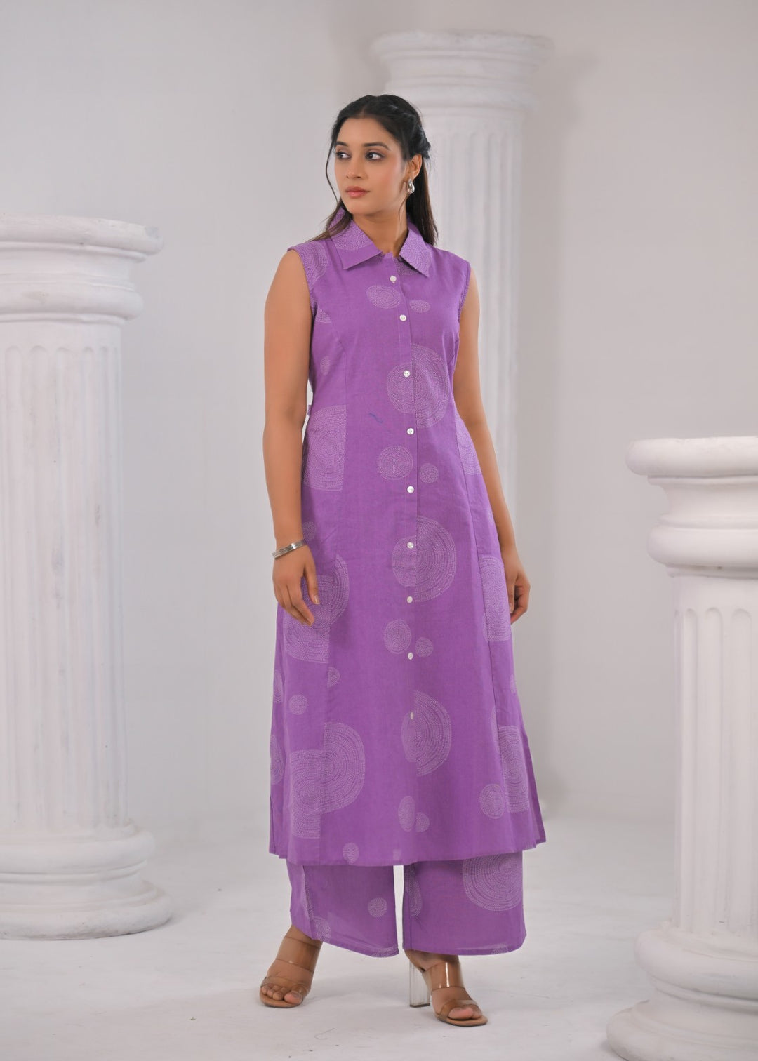 ITI LAVENDER COTTON KURTA PANT SET