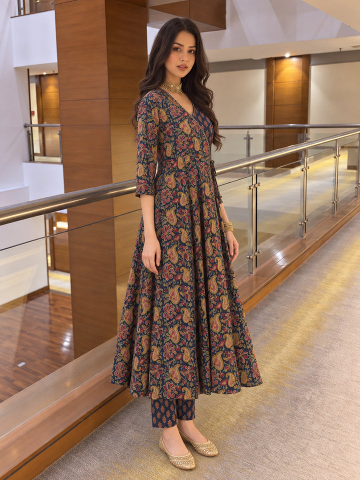 Poppi Admiral Printed Angrakha Anarkali Suit Set