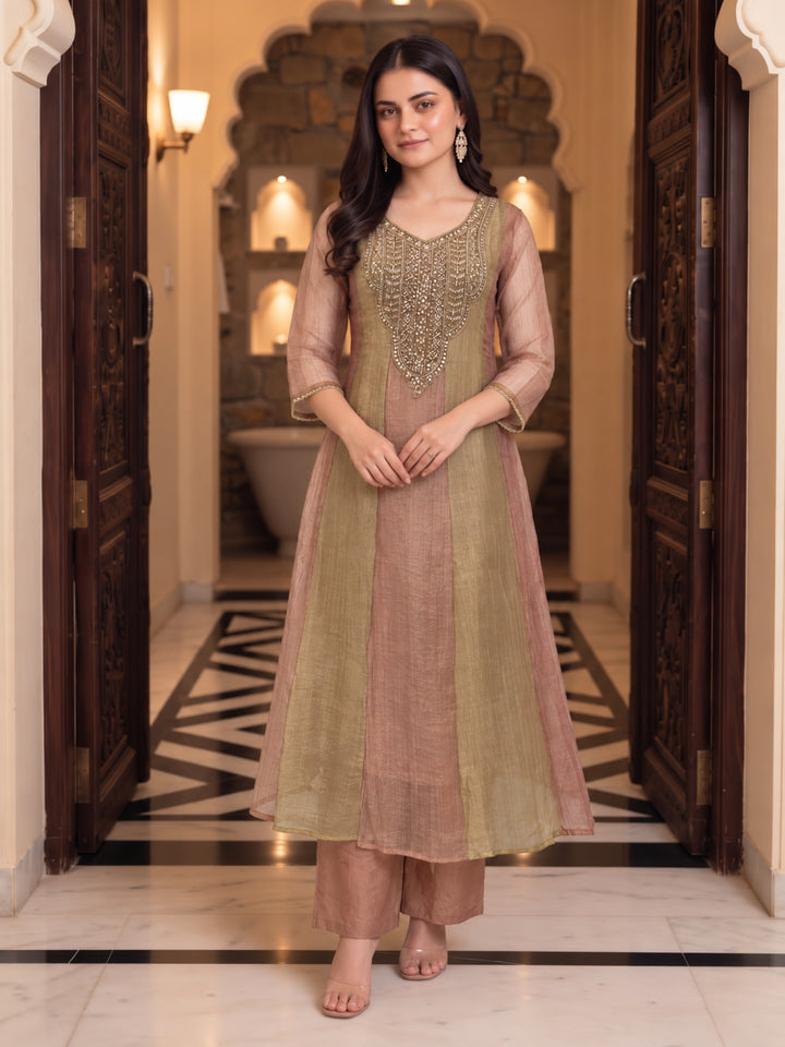 Poppi Apricot Full Work Handwork Heavy Suit Set