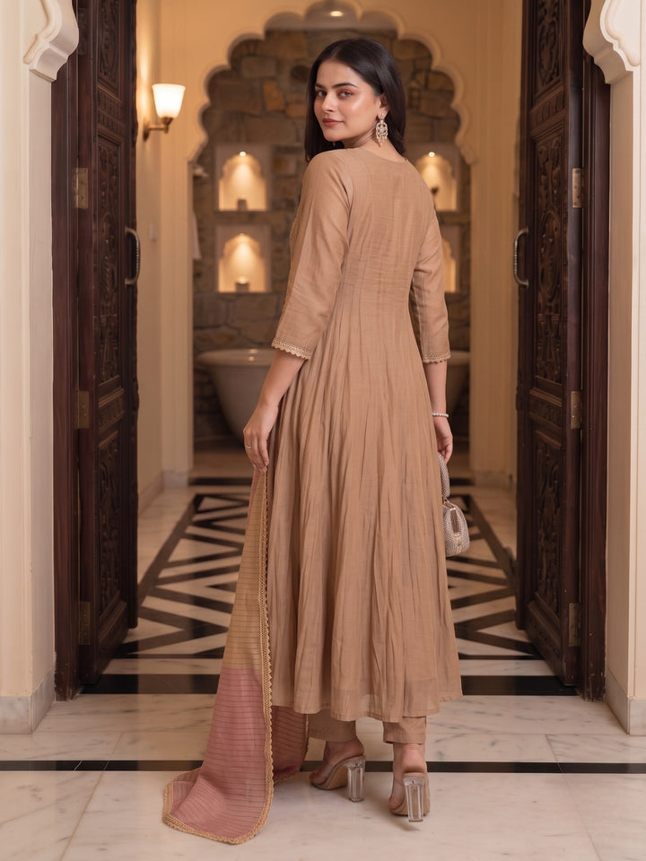 Poppi Apricot Full Work Handwork Heavy Suit Set