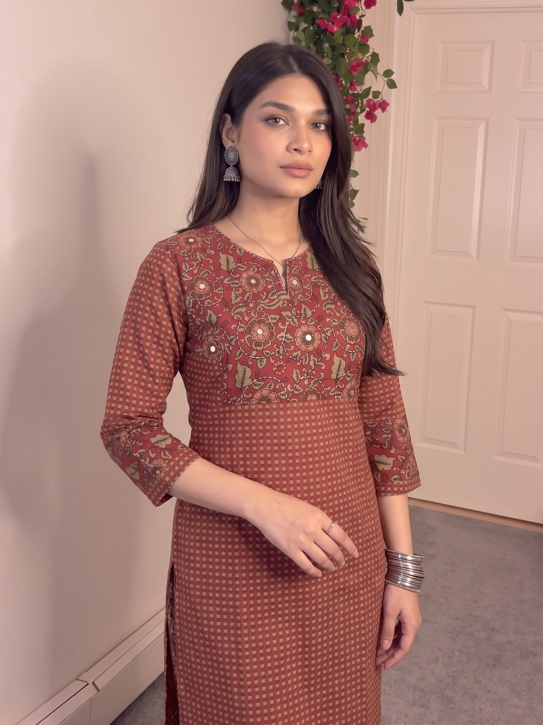 Poppi Cadmium Printed Kurta Pant Set