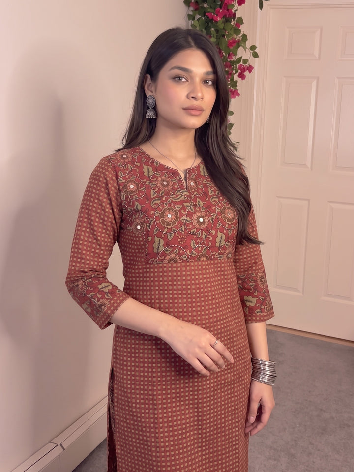 Poppi Cadmium Printed Kurta Pant Set
